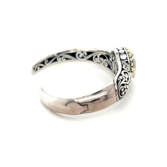 18k Gold/925 Silver Lapis Lazuli Open Cuff - Picture 3 of 11